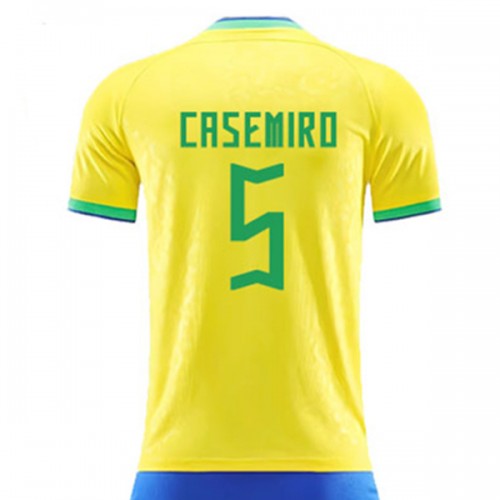 Brasil VM 2022 Carlos Casemiro 5 Hjemme Landslagsdrakt Kortermet